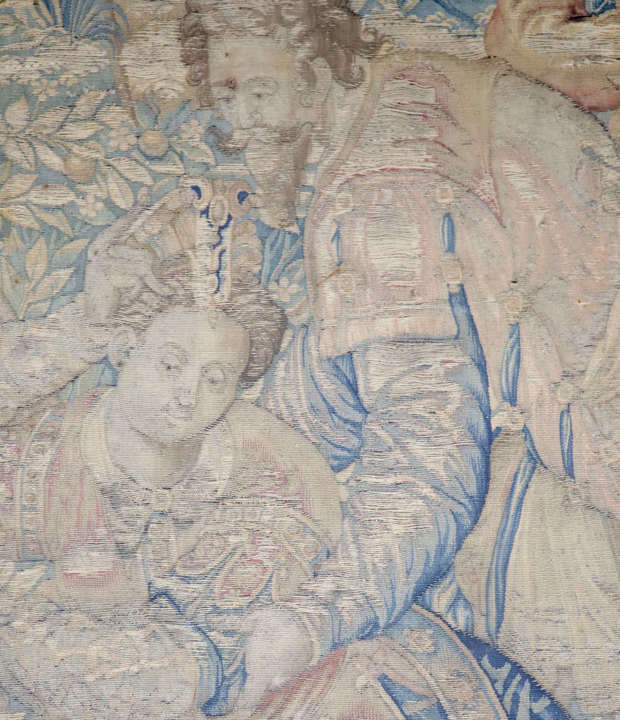 A 17th century Brussels tapestry fragment, 26 x 19.25in.